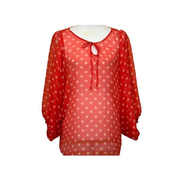 Hi There by Karen Walker red/orange polka dot top, 12, whimsical, eclectic - Picture 1 of 4